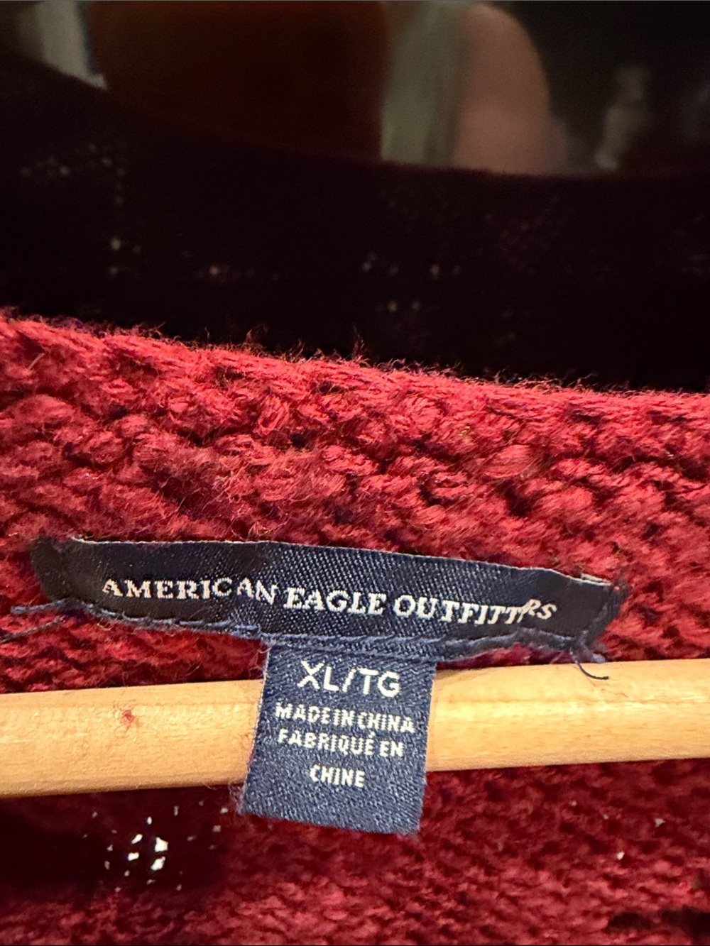 American Eagle Outfitters Open-Knit Crewneck Sweater - Burgundy - Picture 3 of 5